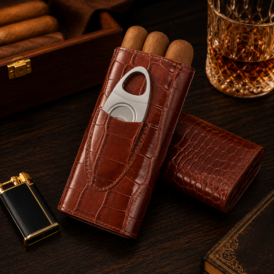 Case Porta 2 Charutos com Cortador Inox Minas Gerais